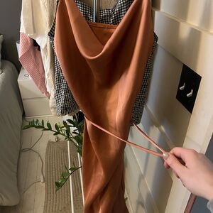 Elegant Copper Satin Dress